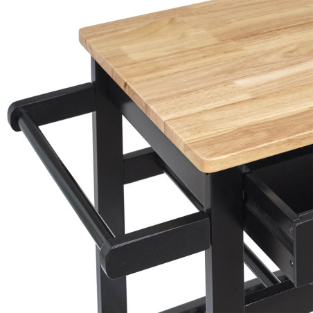 Desserte à roulettes noire avec porte-bouteilles - KWITO