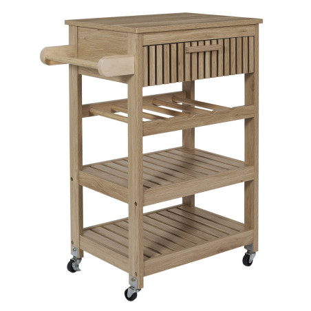 Desserte de cuisine multi-rangement effet bois avec tasseaux - PAJEN