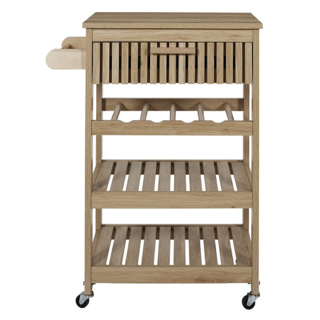 Desserte de cuisine multi-rangement effet bois avec tasseaux - PAJEN