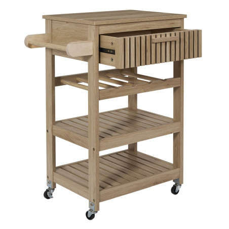 Desserte de cuisine multi-rangement effet bois avec tasseaux - PAJEN