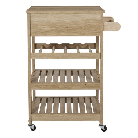 Desserte de cuisine multi-rangement effet bois avec tasseaux - PAJEN