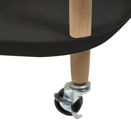 Desserte sur roulettes en métal imitation bois et plateaux noirs - KALIRA