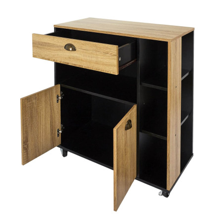 Desserte à Roulettes Multi-Rangement Aspect Bois - DINAR