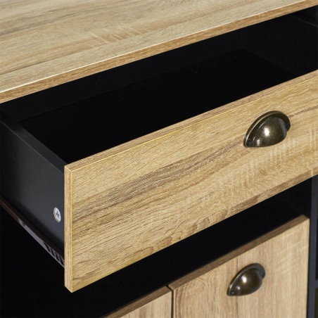 Desserte à Roulettes Multi-Rangement Aspect Bois - DINAR