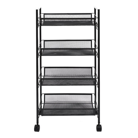 Desserte à Roulettes Métallique Noire 4 niveaux - PANIO