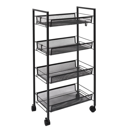 Desserte à Roulettes Métallique Noire 4 niveaux - PANIO