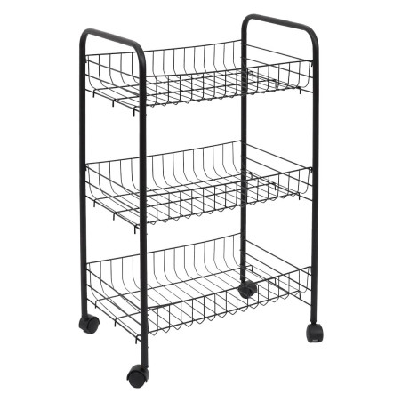 Desserte à Roulettes Industrielle en Métal Noir 3 niveaux - GLENEN