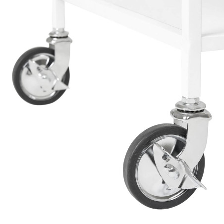 Desserte sur Roulettes Acier et Plateaux Blancs - BRUIO