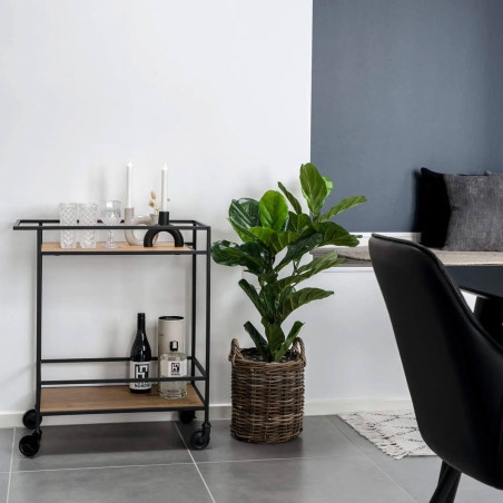 Desserte à Roulettes Acier et Bois Aspect Naturel - VOLIO