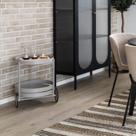 Desserte Ronde en Métal Gris Clair 2 niveaux - BENJIN