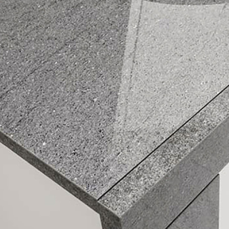 Meuble TV 2 portes et niche gris finition brillante - LUREN