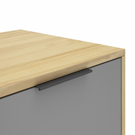 Meuble TV 140 cm 2 portes scandinave en pin massif - BORGEN