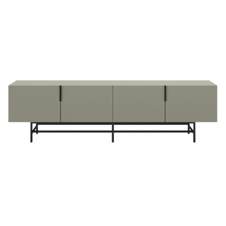 Meuble TV 4 portes vert kaki et métal noir - ALDINOR