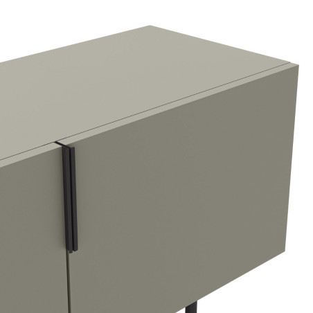 Meuble TV 4 portes vert kaki et métal noir - ALDINOR