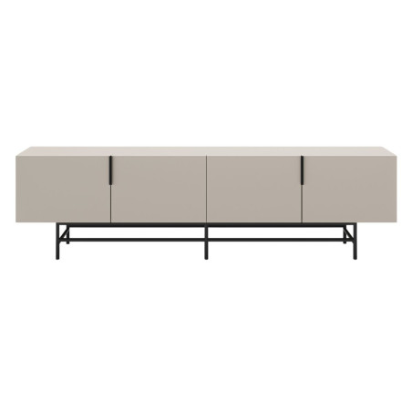 Meuble TV 4 portes beige et métal noir - ALDINOR
