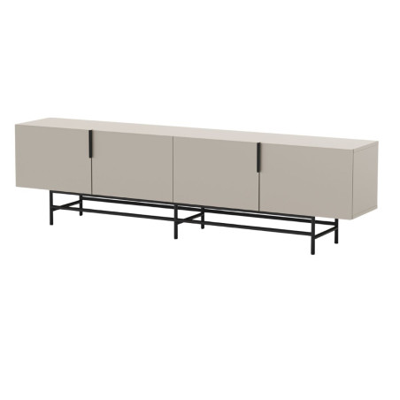 Meuble TV 4 portes beige et métal noir - ALDINOR