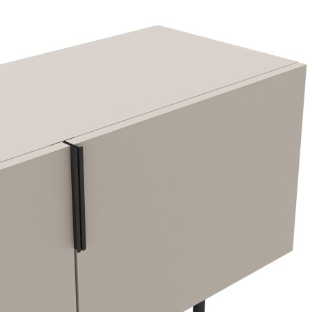 Meuble TV 4 portes beige et métal noir - ALDINOR