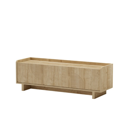 Meuble TV 3 portes 140 cm en mélaminé effet bois - RIADOR