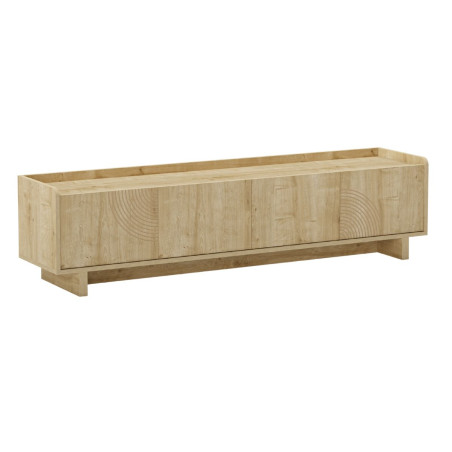 Meuble TV 4 portes 180 cm en mélaminé imitation bois décor relief fraisé - RIADOR