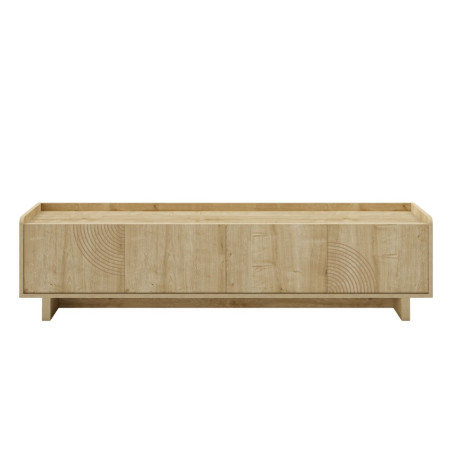 Meuble TV 4 portes 180 cm en mélaminé imitation bois décor relief fraisé - RIADOR