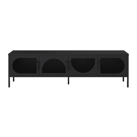 Meuble TV 180 cm 4 portes ajourées en métal noir - LIVIRA