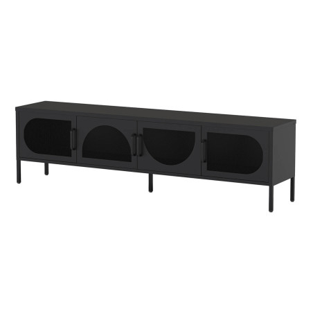 Meuble TV 180 cm 4 portes ajourées en métal noir - LIVIRA