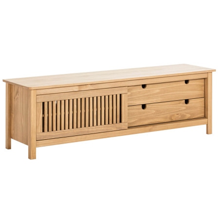 Meuble TV 1 porte coul. 2 tiroirs bois ciré - MALLA