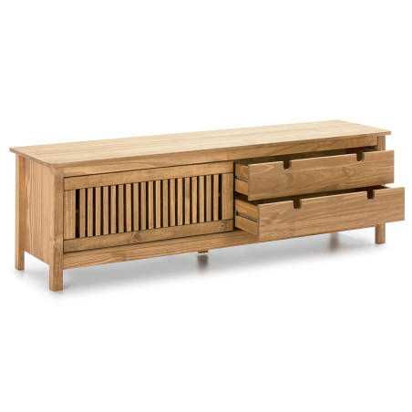 Meuble TV 1 porte coul. 2 tiroirs bois ciré - MALLA