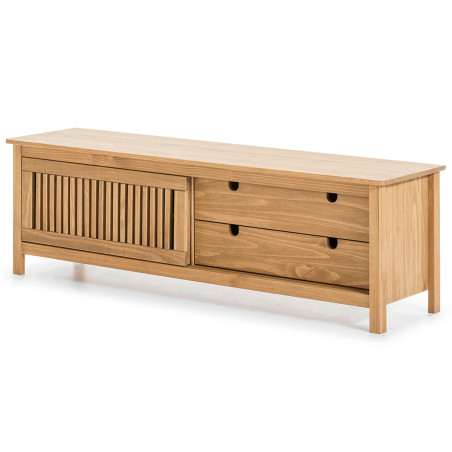 Meuble TV 1 porte coul. 2 tiroirs bois ciré - MALLA