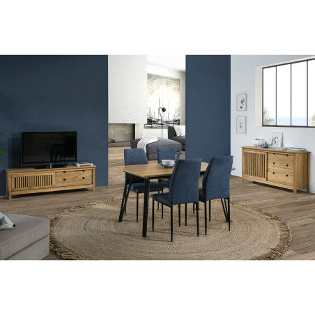 Meuble TV 1 porte coul. 2 tiroirs bois ciré - MALLA