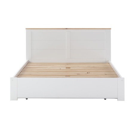 Lit 160x200 cm Avec Tiroir MDF et Pin Blanc Naturel - CELEN
