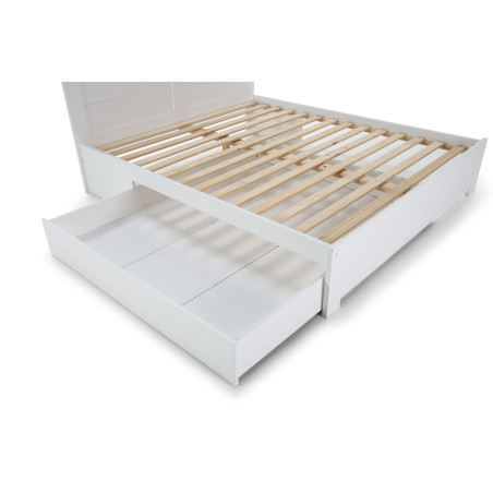 Lit 160x200 cm Avec Tiroir MDF et Pin Blanc Naturel - CELEN