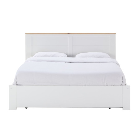 Lit 160x200 cm Avec Tiroir MDF et Pin Blanc Naturel - CELEN