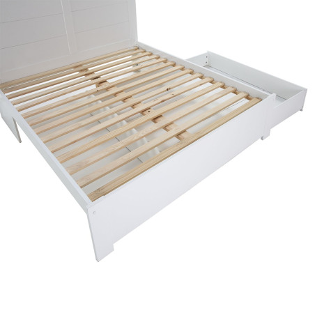 Lit 160x200 cm Avec Tiroir MDF et Pin Blanc Naturel - CELEN