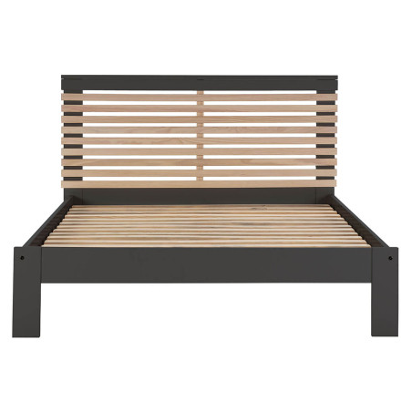 Lit 140x190 cm avec Tête de Lit Gris Anthracite et Naturel - LAUCARIO