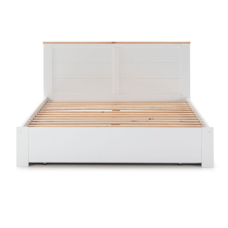 Lit 140x190 cm Avec Tiroir en MDF et Pin Blanc et Naturel - CELEN