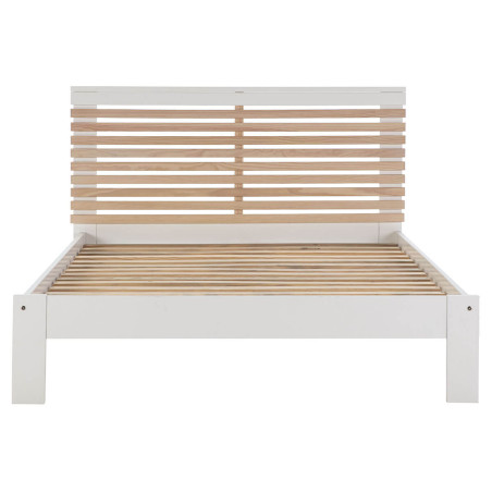Lit 140x190 cm avec Tête de Lit Blanc et Naturel - LAUCARIO
