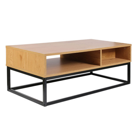 Table basse 1 tiroir aspect bois et pieds métal - ARION