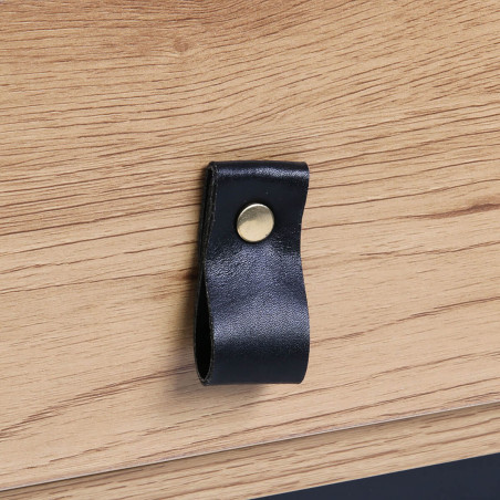 Table basse 1 tiroir aspect bois et pieds métal - ARION