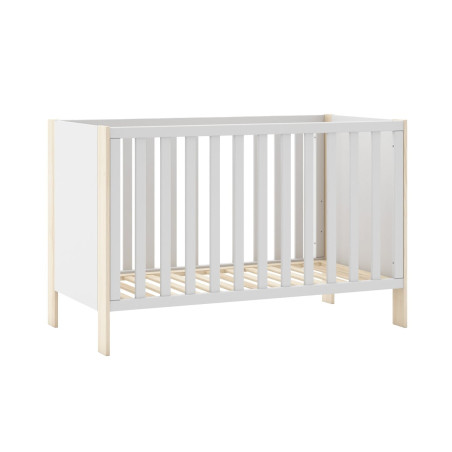 Lit bébé 60x120 cm en MDF et pin blanc naturel - KAINEN