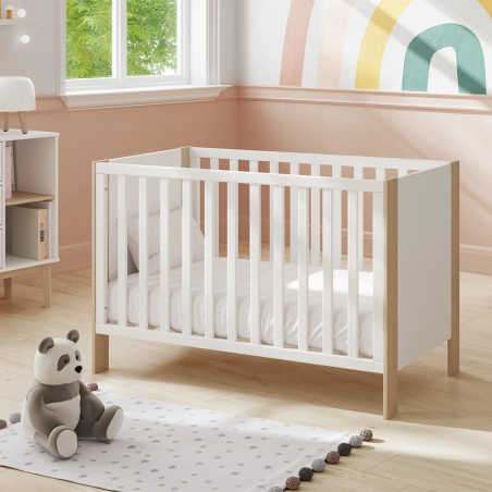 Lit bébé 60x120 cm en MDF et pin blanc naturel - KAINEN