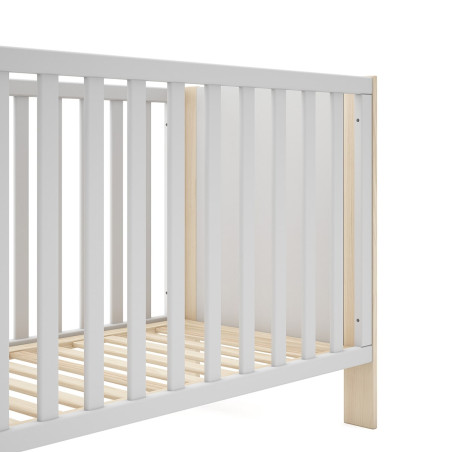 Lit bébé 60x120 cm en MDF et pin blanc naturel - KAINEN