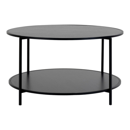 Table basse ronde acier et effet bois noir - HARNO