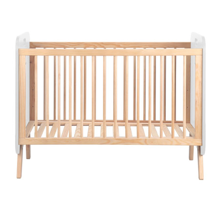 Lit bébé 90x120 cm en MDF et pin massif blanc et naturel - EIFEN