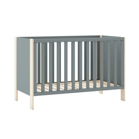 Lit bébé 60x120 cm MDF et pin gris vert et naturel - KAINEN
