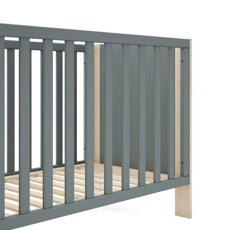 Lit bébé 60x120 cm MDF et pin gris vert et naturel - KAINEN