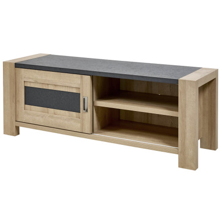 Meuble TV 1 Porte Coulissante Imitation Bois - IRVEN