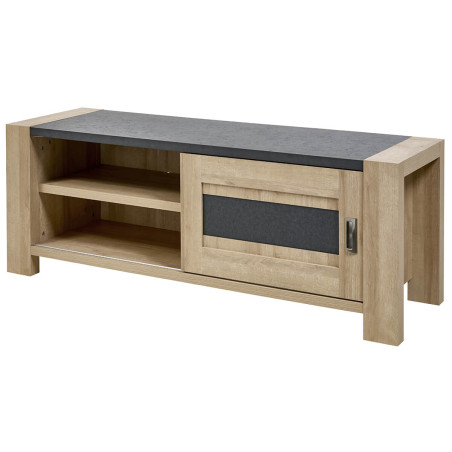Meuble TV 1 Porte Coulissante Imitation Bois - IRVEN