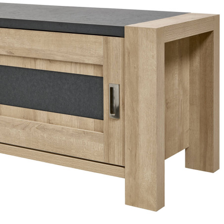 Meuble TV 1 Porte Coulissante Imitation Bois - IRVEN