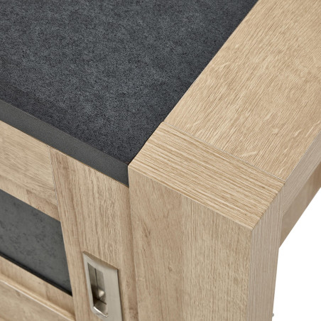 Meuble TV 1 Porte Coulissante Imitation Bois - IRVEN